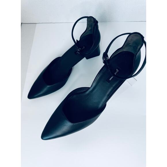 Paul Green Black Leather Ankle Strap Heels  UK 8.5/US 11 Block Heel Pointed Toe - Picture 6 of 10